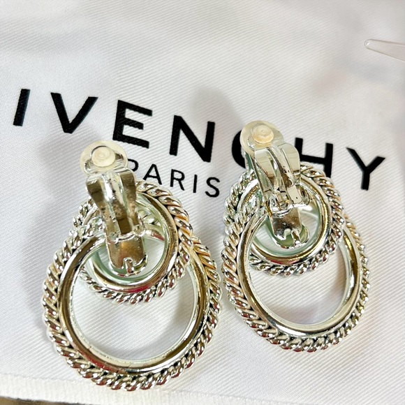 Givenchy Couture Silver Tiered Hoop Clip-On Earrings - Picture 4 of 7